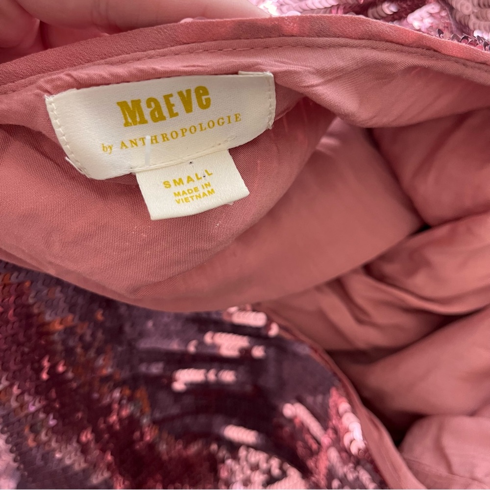 Anthropologie Maeve Kara Sequin Dress Small S Rose Pink Mini Shift Women’s - Picture 9 of 9